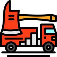 Fire Truck Ax Line Filled Icon vector