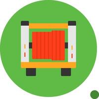 Fire Truck Hose Reel Flat Shadow Icon vector