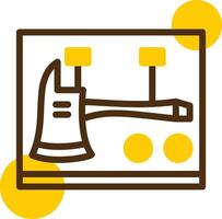 Fire Axe Bracket Yellow Lieanr Circle Icon vector