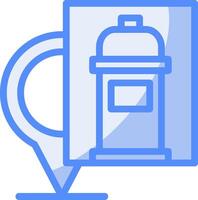 Fire Hydrant Location Marker Line Filled Blue Icon vector