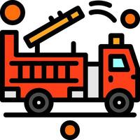 Fire Truck Monitor Line Filled Icon vector