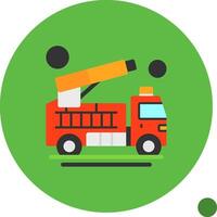 Fire Truck Water Cannon Flat Shadow Icon vector