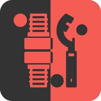 Fire Hose Coupling Spanner Red Inverse Icon vector