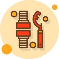 Fire Hose Coupling Spanner Filled Shadow Circle Icon vector