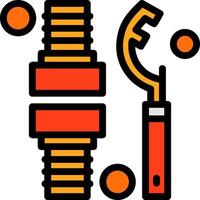 Fire Hose Coupling Spanner Line Filled Icon vector