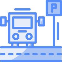 Parking shuttle bus Line Filled Blue Icon vector
