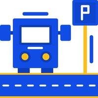 estacionamiento lanzadera autobús plano dos color icono vector