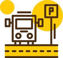 Parking shuttle bus Yellow Lieanr Circle Icon vector