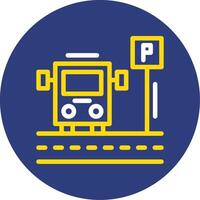 Parking shuttle bus Dual Line Circle Icon vector