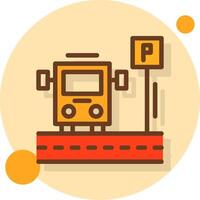 Parking shuttle bus Filled Shadow Circle Icon vector