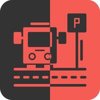 Parking shuttle bus Red Inverse Icon vector