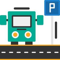 estacionamiento lanzadera autobús plano icono vector