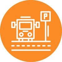 Parking shuttle bus Outline Circle Icon vector