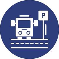 estacionamiento lanzadera autobús glifo circulo icono vector