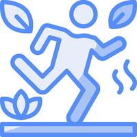 corriendo línea lleno azul icono vector