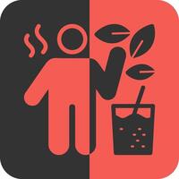 Hydrating Beverages Red Inverse Icon vector