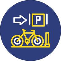 estacionado bicicletas doble línea circulo icono vector