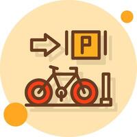 Parked bicycles Filled Shadow Circle Icon vector