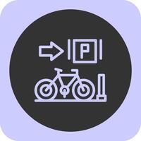 Parked bicycles Linear Round Icon vector