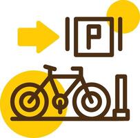 estacionado bicicletas amarillo mentir circulo icono vector