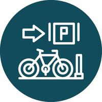 Parked bicycles Outline Circle Icon vector