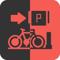 estacionado bicicletas rojo inverso icono vector