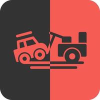 Towed vehicle Red Inverse Icon vector