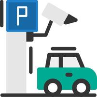 estacionamiento seguridad cámara plano icono vector