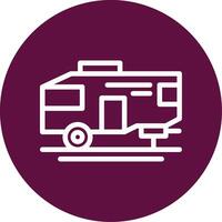 Parked RV Outline Circle Icon vector