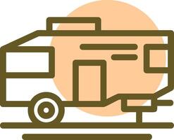 Parked RV Linear Circle Icon vector