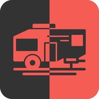 Parked RV Red Inverse Icon vector