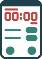 icono de dos colores de glifo de reloj vector