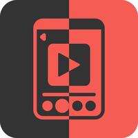 vídeo rojo inverso icono vector