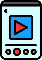 icono lleno de línea de video vector