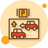 Car alignment guide Filled Shadow Circle Icon vector