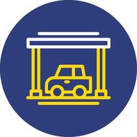 Covered parking Dual Line Circle Icon vector