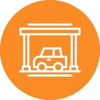 Covered parking Outline Circle Icon vector