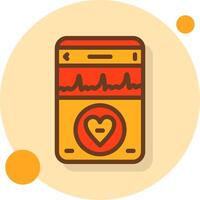 Heartbeat Filled Shadow Circle Icon vector