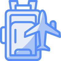 Backpack Line Filled Blue Icon vector