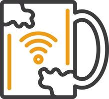 icono de dos colores de la línea de la taza de café vector