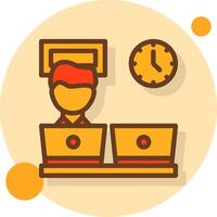 Co working space Filled Shadow Circle Icon vector