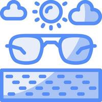 Sunglasses Line Filled Blue Icon vector