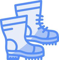 Hiking boots Line Filled Blue Icon vector