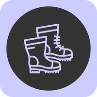 Hiking boots Linear Round Icon vector