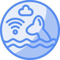 digital nómada logo línea lleno azul icono vector