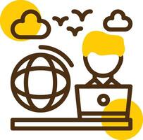 Remote work Yellow Lieanr Circle Icon vector