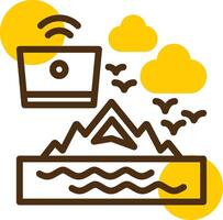 Wanderlust Yellow Lieanr Circle Icon vector