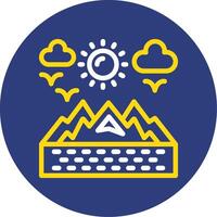 Mountains Dual Line Circle Icon vector