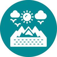 Mountains Glyph Circle Icon vector