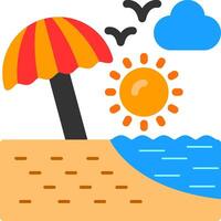 icono de playa plana vector